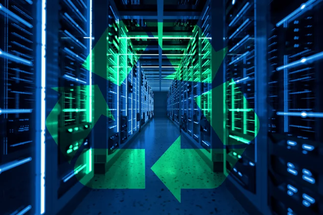 Engineer in data centre looking at lockable rack